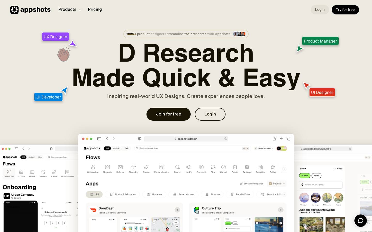Page d'accueil de App shots design