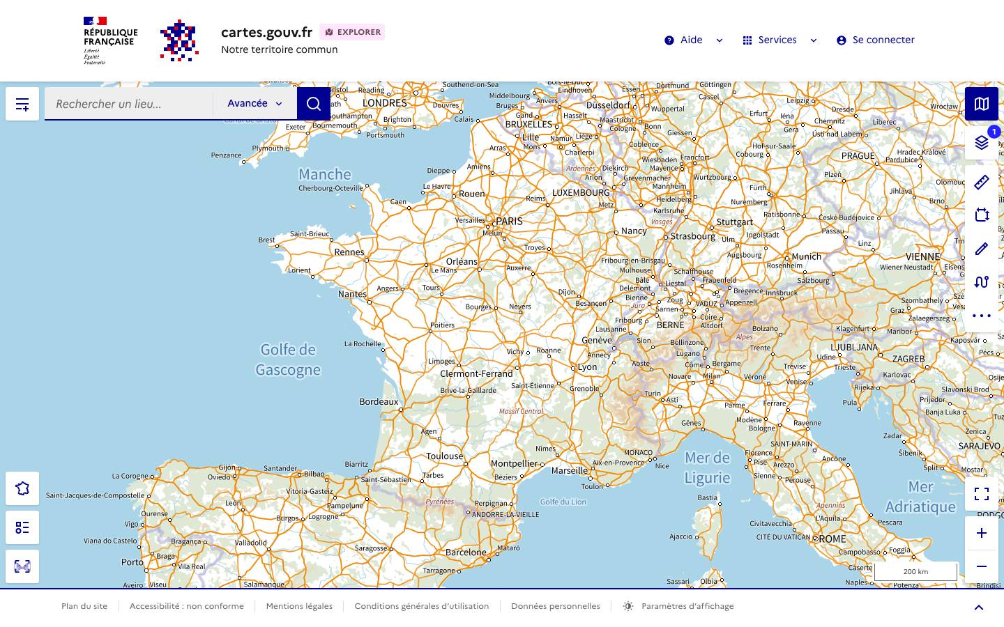 Page d'accueil de Carte data