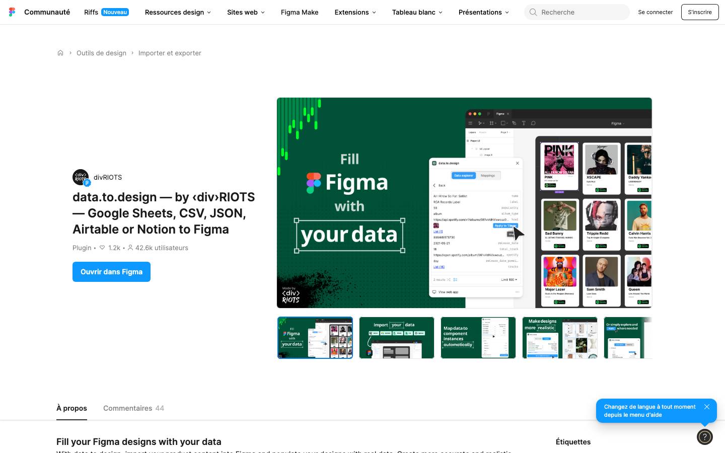Page d'accueil de Data to design