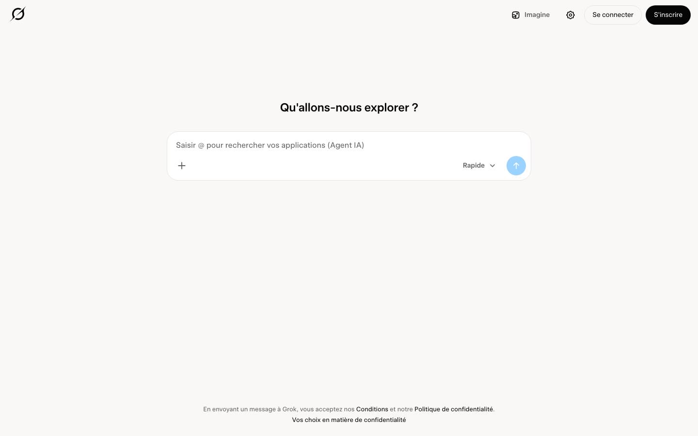 Page d'accueil de Grok