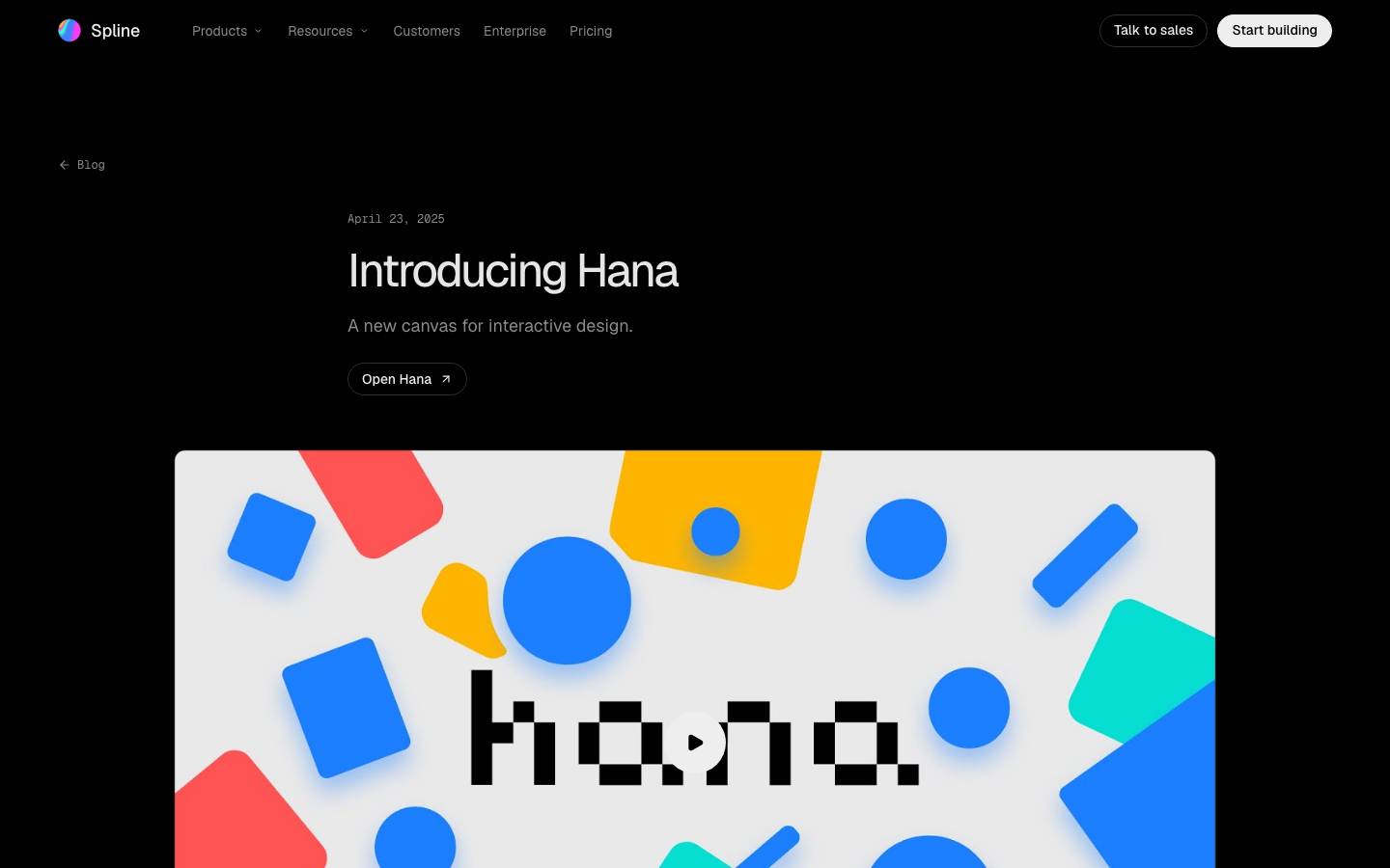 Page d'accueil de Hana